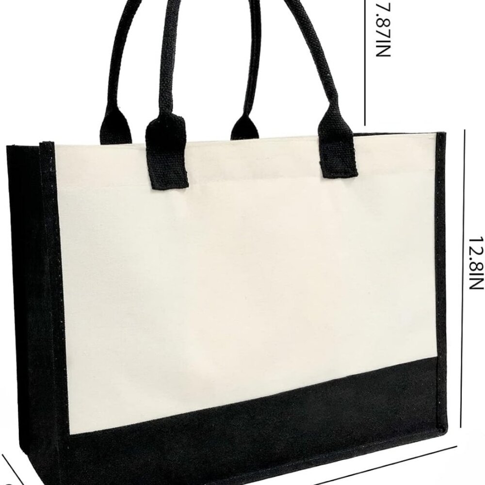 Personalized Initial Canvas Beach Bag, Monogrammed Gift Tote Bag - Letter P - Picture 4 of 8